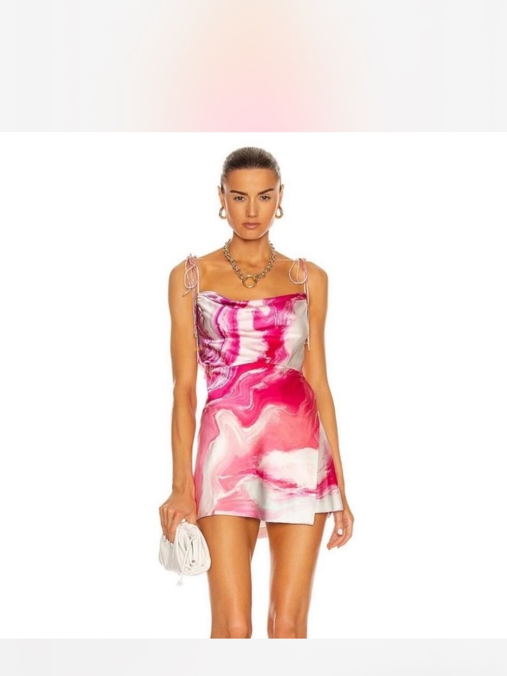 Retrofete Ariella Pink Marble Print Mini Dress